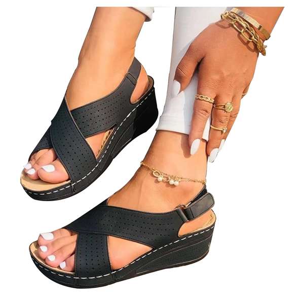 Orthopedic Women's Cross Strap Wedge Sandals