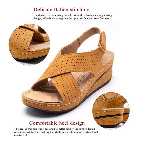 Orthopedic Women's Cross Strap Wedge Sandals