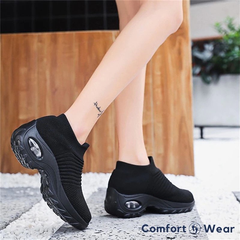 Orthopedic No-Tie Stretch Shoes - Midnight Black
