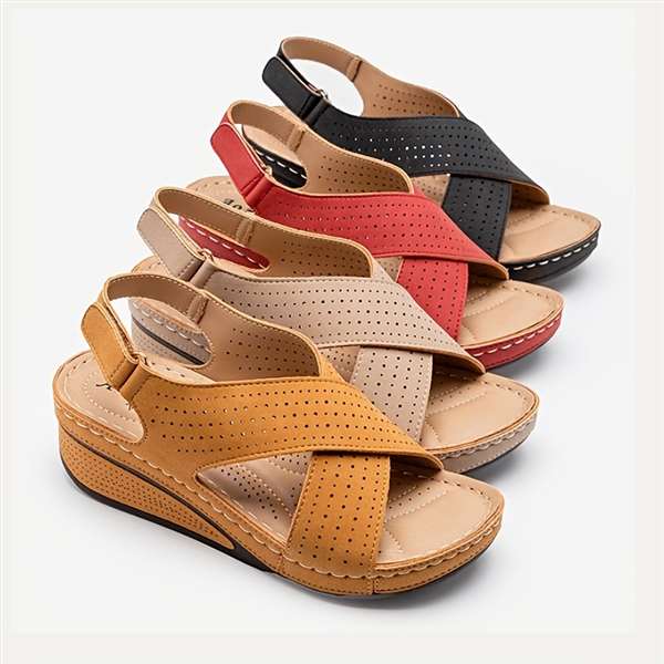Orthopedic Women's Cross Strap Wedge Sandals