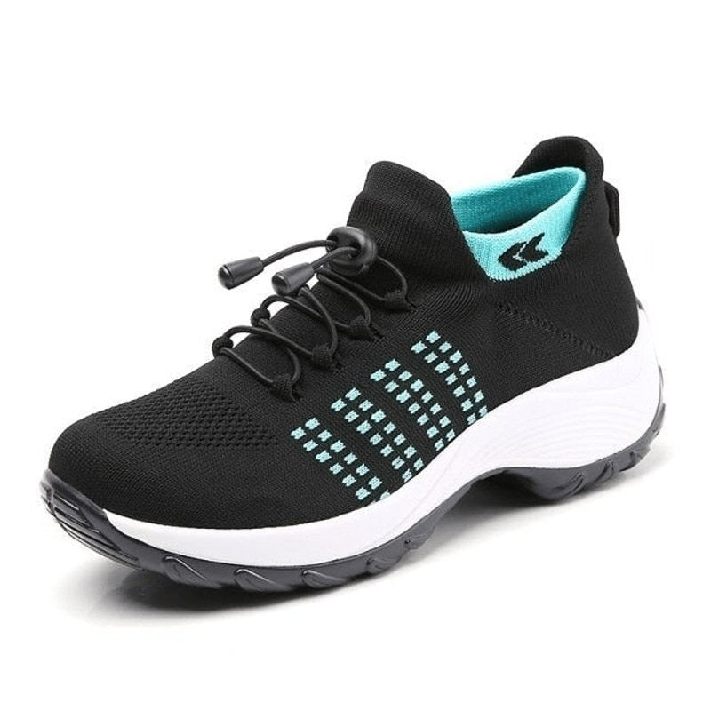 Orthopedic Stretch Cushion Shoes - Black Sky Blue