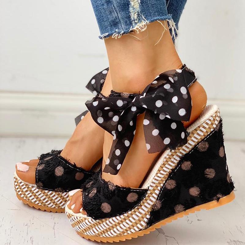 Orthopedic Bowknot Design Platform Wedge Sandal