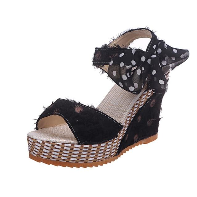Orthopedic Bowknot Design Platform Wedge Sandal