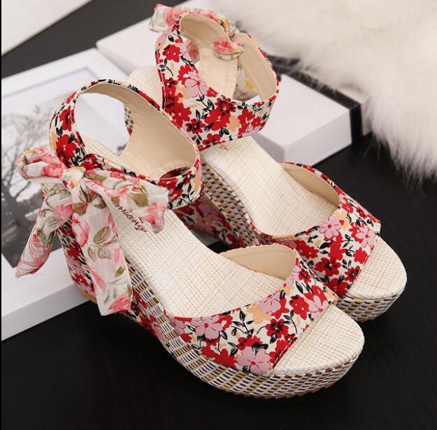 Orthopedic Bowknot Design Platform Wedge Sandal