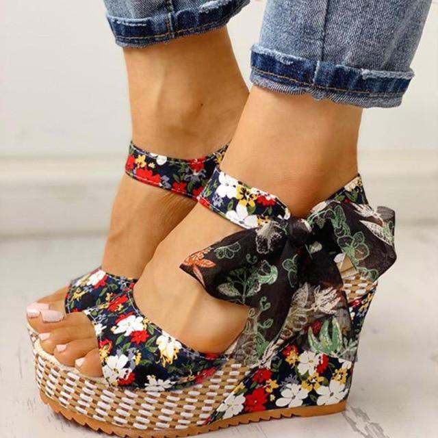 Orthopedic Bowknot Design Platform Wedge Sandal