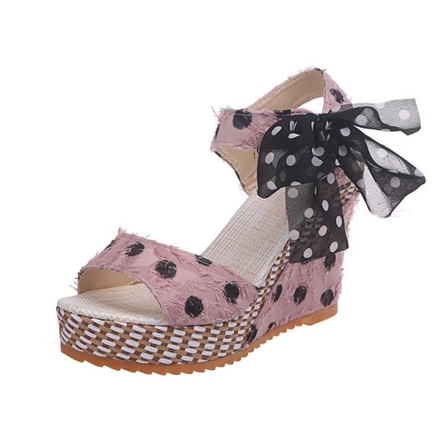 Orthopedic Bowknot Design Platform Wedge Sandal