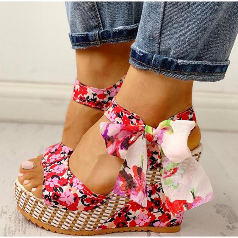 Orthopedic Bowknot Design Platform Wedge Sandal