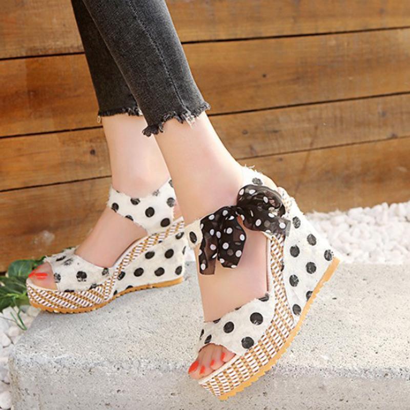 Orthopedic Bowknot Design Platform Wedge Sandal