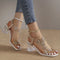 Orthopedic Women's Flower Rhinestone Block Heel Sandals