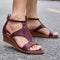 Orthopedic Low Wedge Sandals Back Zipper Ankle Strap Shoes