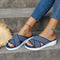 Orthopedic Women's Cross Strap Open Toe Low Wedge Slippers