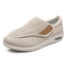 Orthopedic Stretch No-Tie Wide Shoes w/ Adjustable Closure - Beige