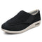 Orthopedic Stretch No-Tie Wide Shoes w/ Adjustable Closure - Black