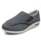 Orthopedic Stretch No-Tie Wide Shoes w/ Adjustable Closure - Dark Grey