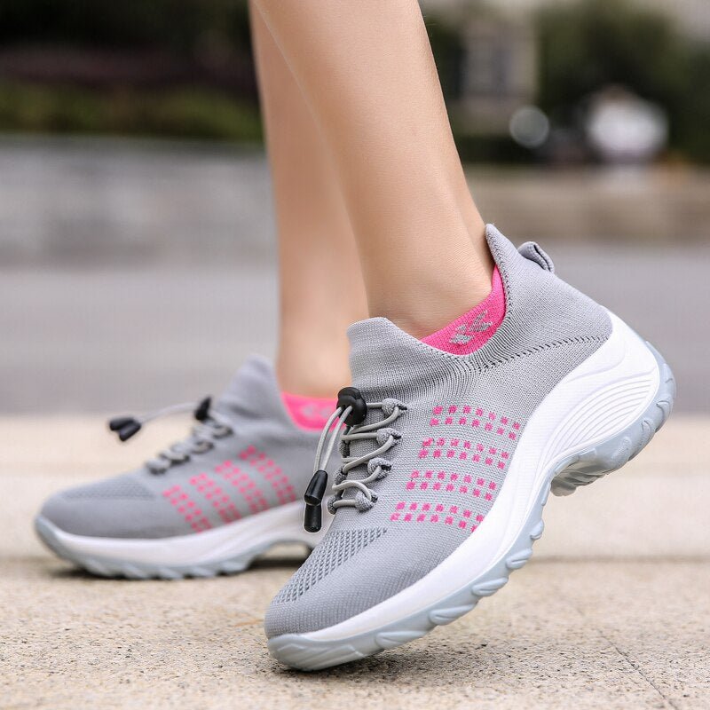 Orthopedic Stretch Cushion Shoes - Gray Pink