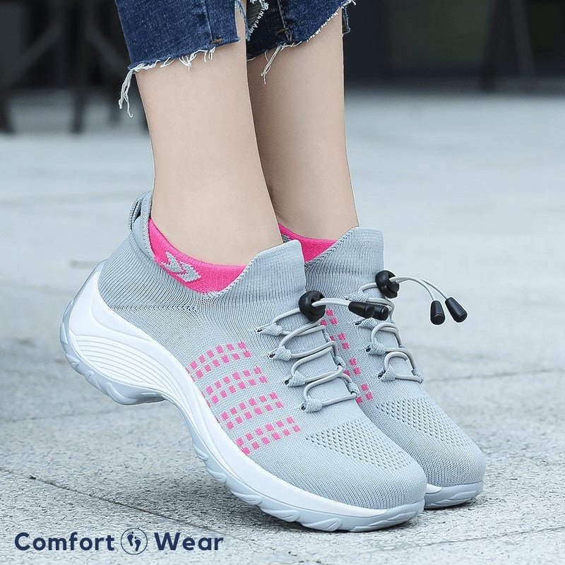 Orthopedic Stretch Cushion Shoes - Gray Pink