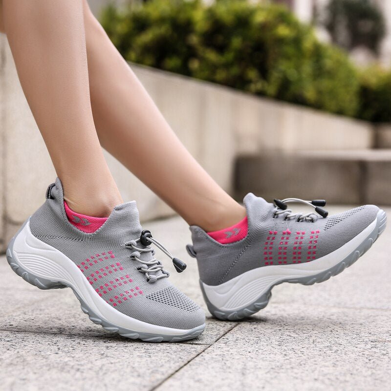 Orthopedic Stretch Cushion Shoes - Gray Pink